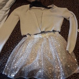 Skirt with cardigan sweater